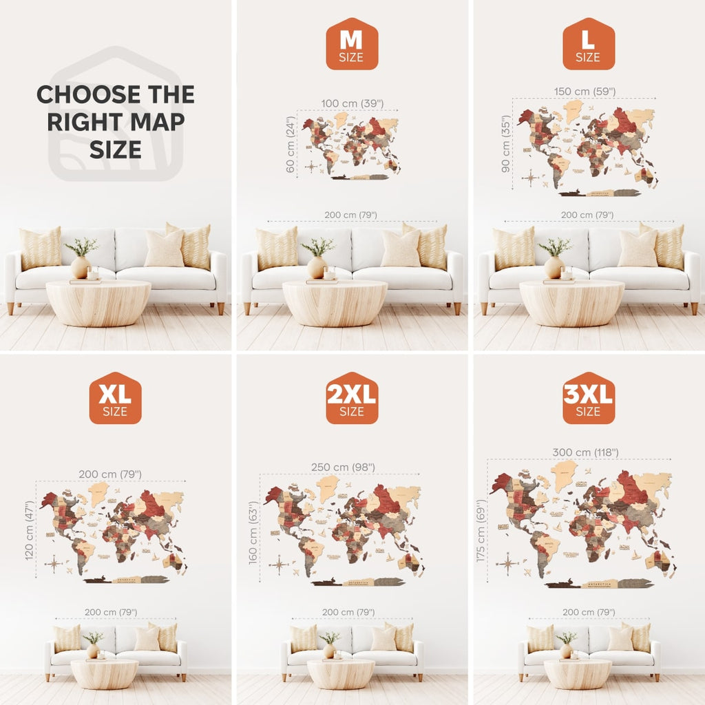 3D Wooden World Map Wall Art: Modern Minimalist Travel Decor