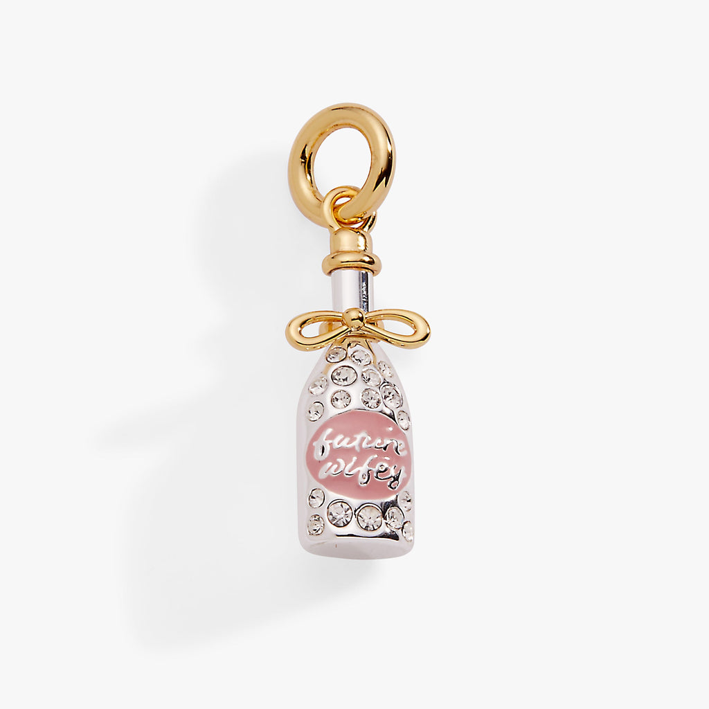 Alex And Ani two-tone Future Wifey champagne bottle charm with sparkling crystal accents for charm bracelets