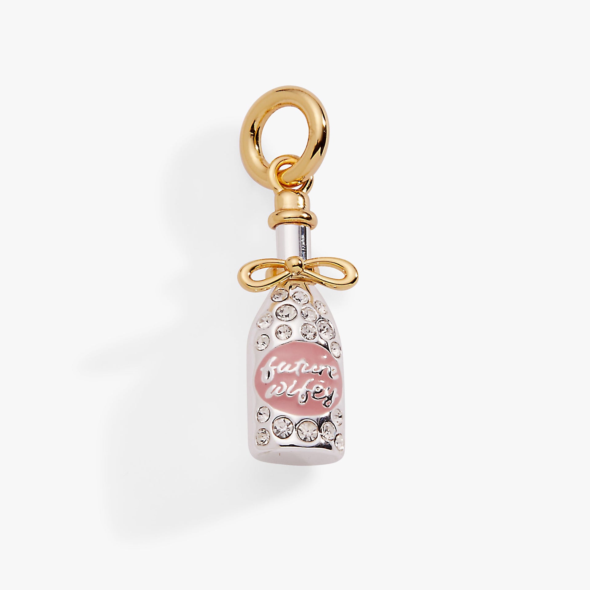 Alex And Ani two-tone Future Wifey champagne bottle charm with sparkling crystal accents for charm bracelets
