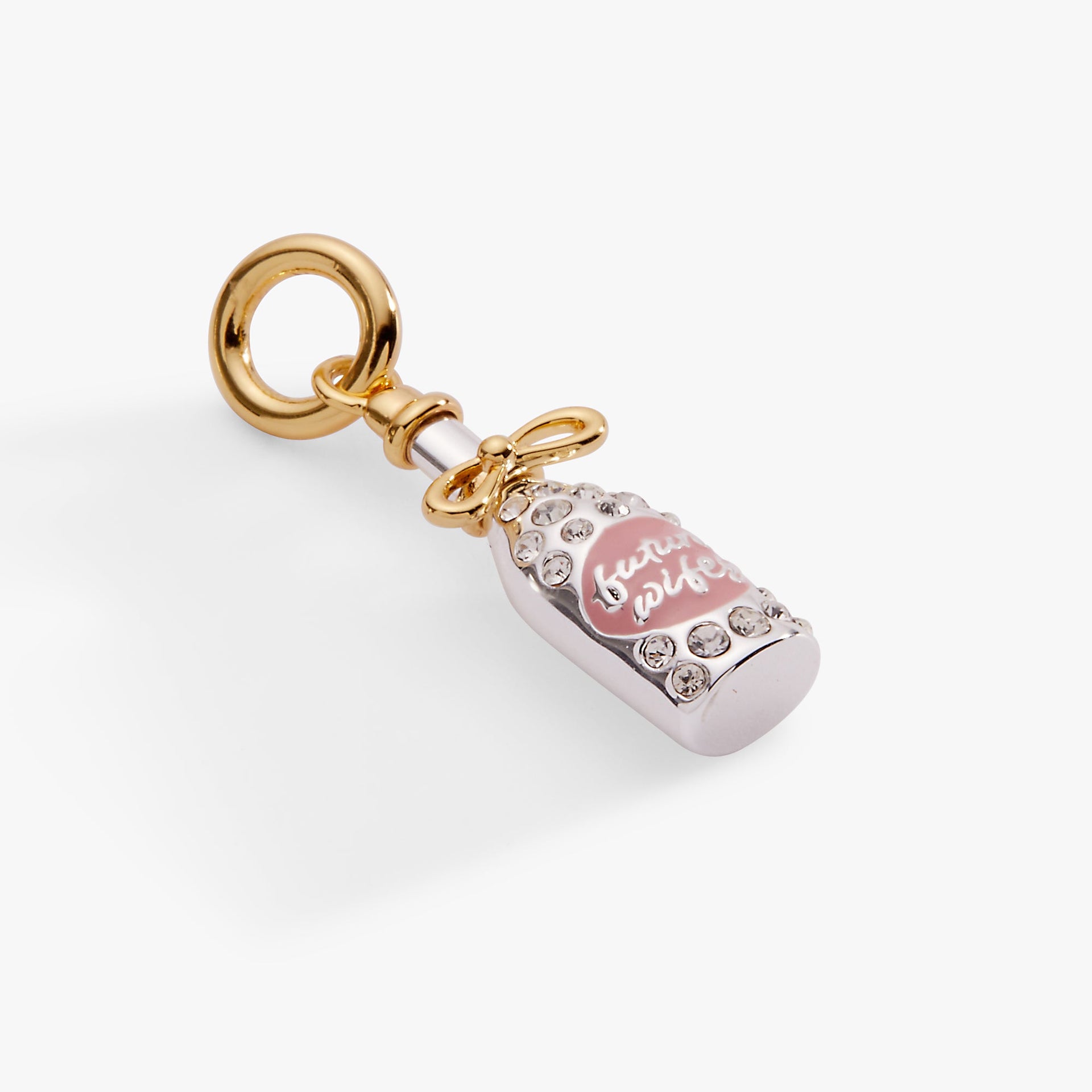 Future Wifey Champagne Bottle Charm with Crystal Accents