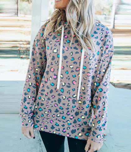 Women's Leopard Print Hooded Sweatshirt