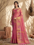Wine colored tissue silk saree with elegant drape