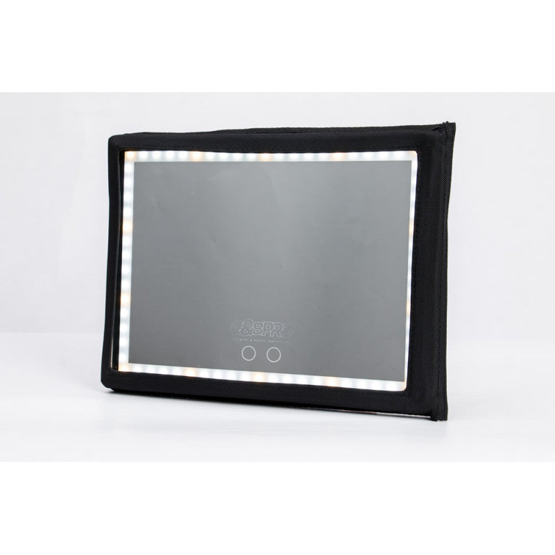 G&BPRO Ultra Bright LED Mirror in black with professional ballistic nylon casing.