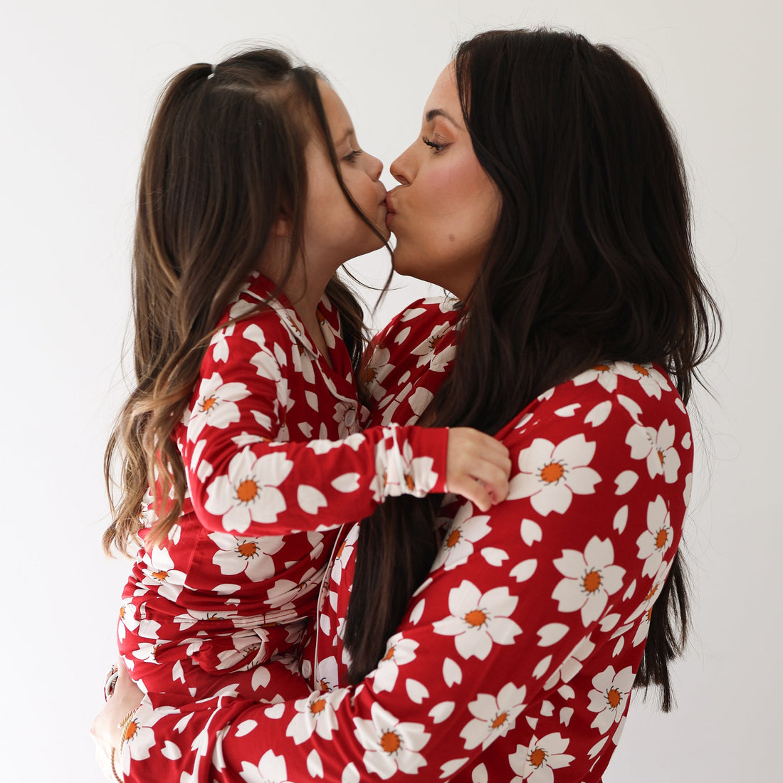 Womens Bamboo Button Up Long Sleeve Lounge Set Cherry Blossoms - Image 4