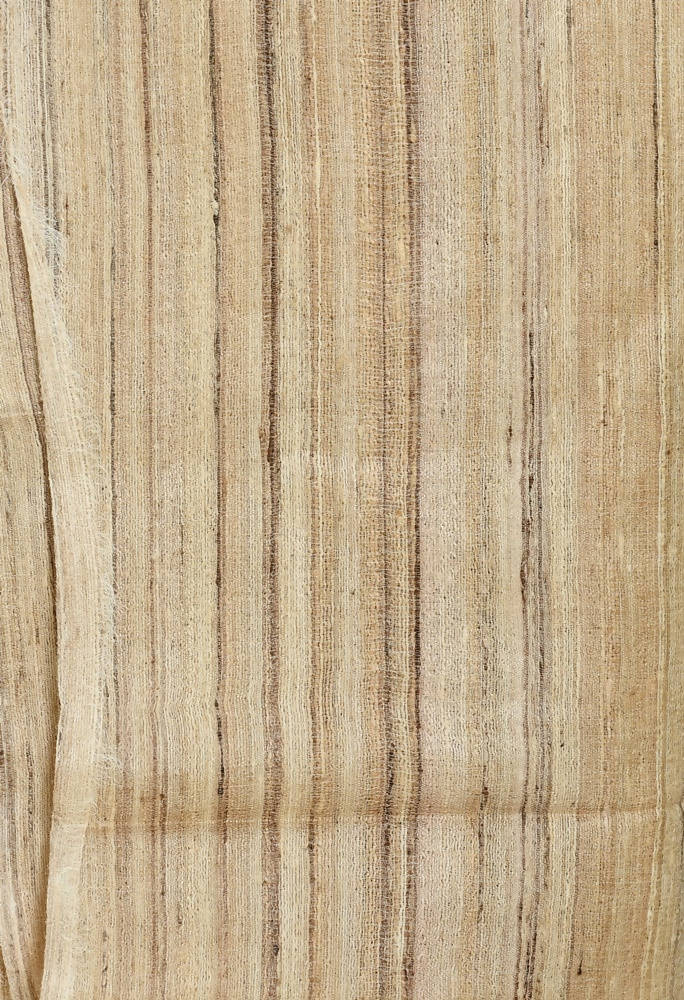 Golden Tussar Silk Saree with Brown Striped Pattern Ethnic Wear