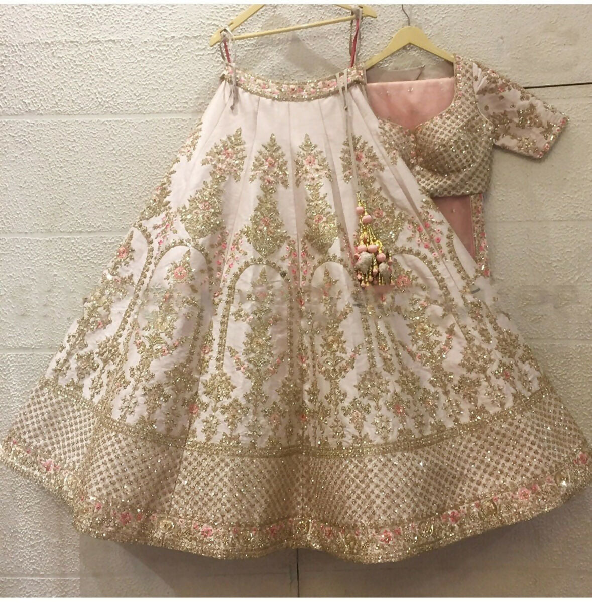 Rose Pink Sequins & Zari Dori Embroidered Lehenga Choli