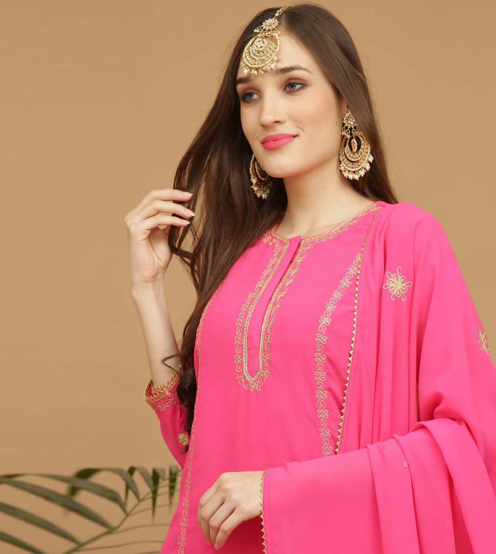 Pink Georgette Lehenga Set with Elegant Finish