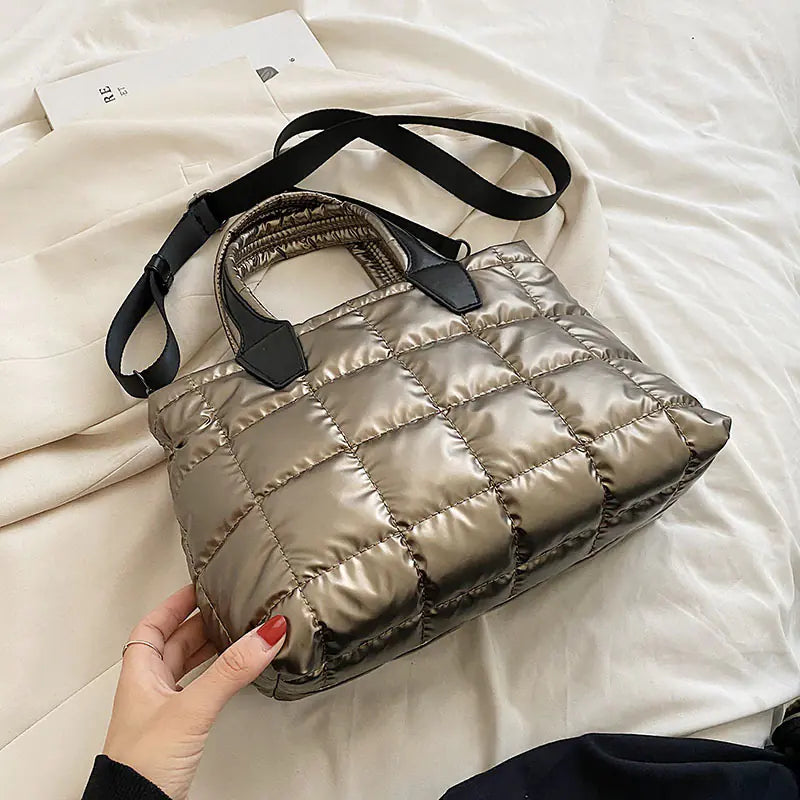 Fashionable Plaid Stitching Shoulder Bag