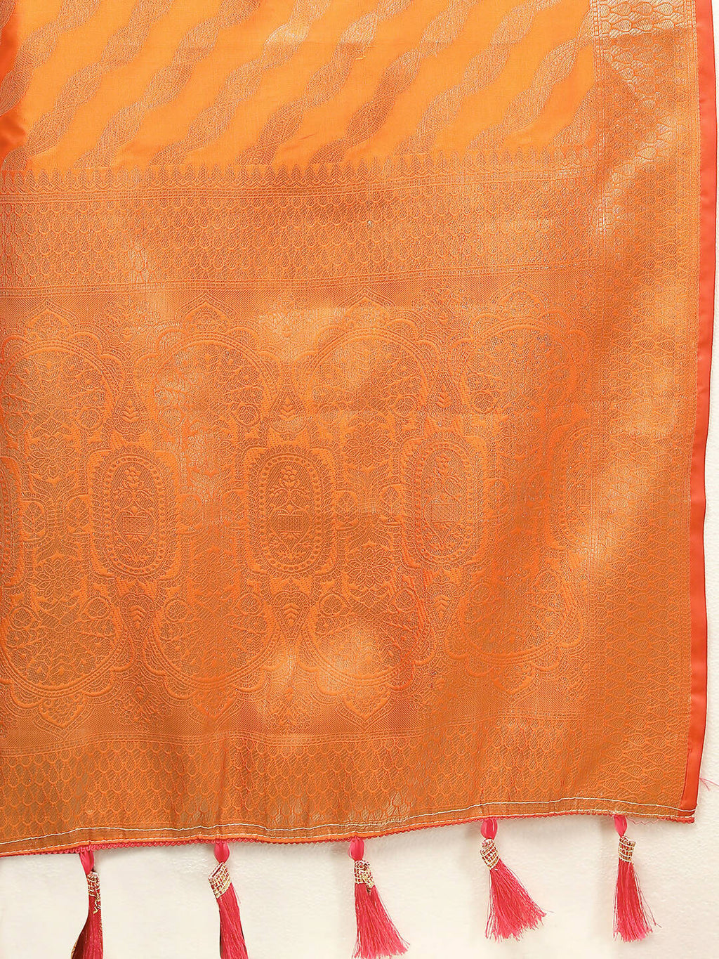 Orange Soft Cotton Leheriya Saree with Elegant Zari Woven Design