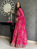 Elegant Pink georgette lehenga choli with intricate Jari and sequin embroidery details