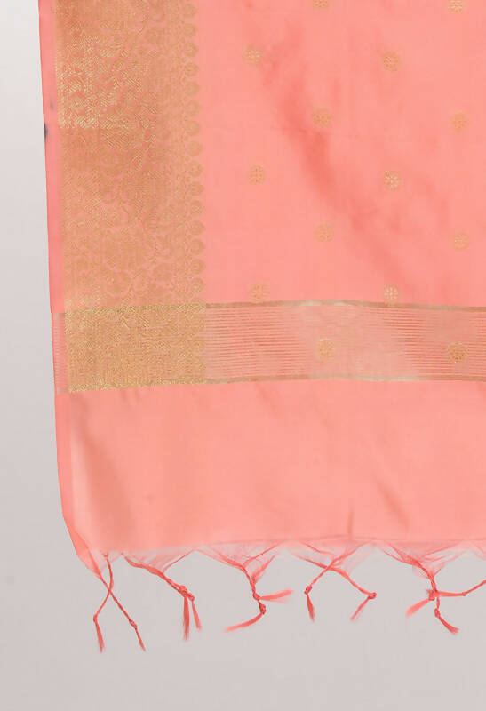 Baby Pink Banarsi Silk Woven Dupatta for Traditional Occasions