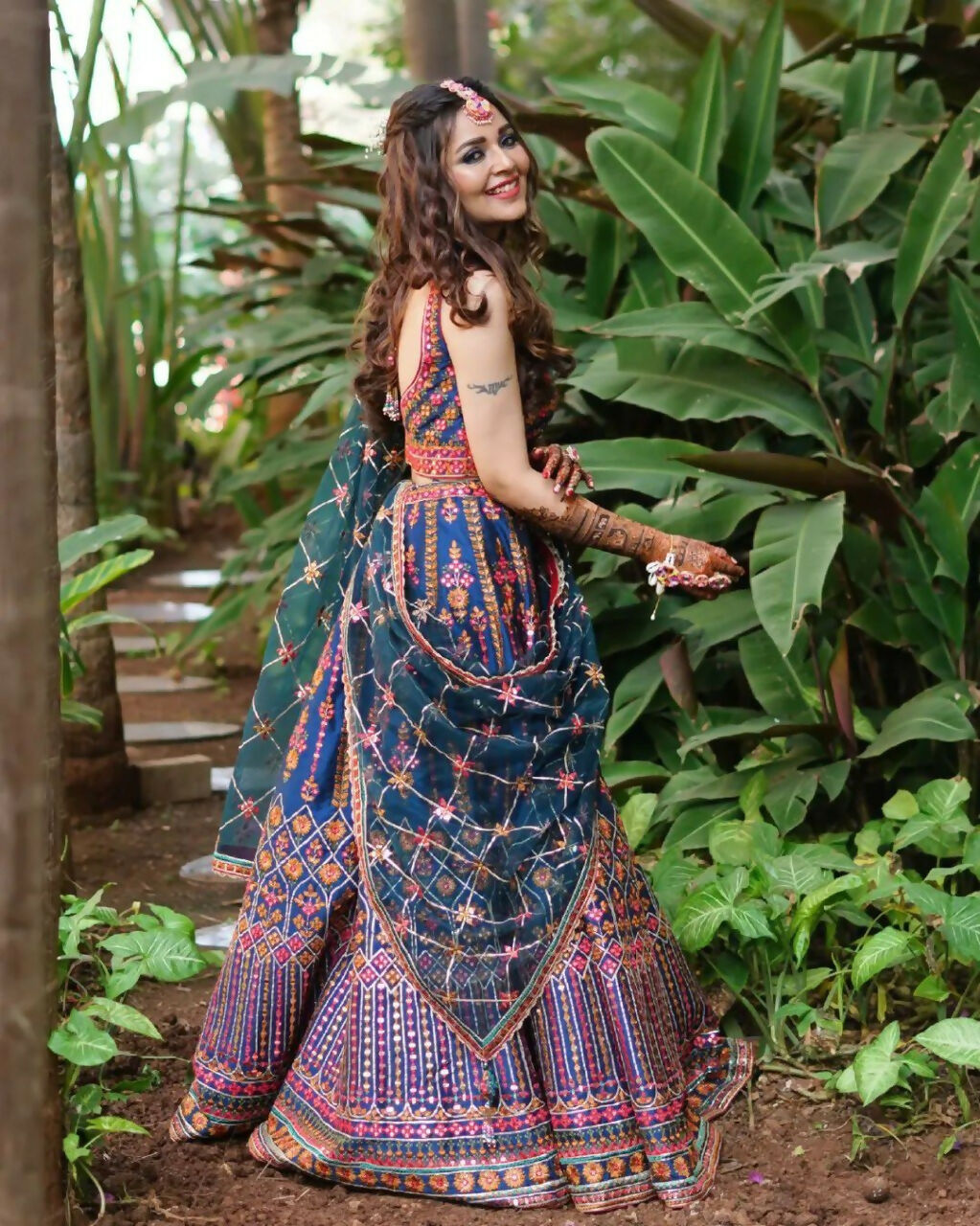 Blue Chinon Lehenga Choli with 3MM & 9MM Sequins Embroidery