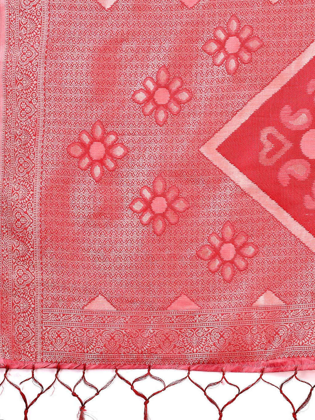 Peach Linen Cotton Saree with Matching Blouse Piece