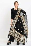 Black organza bridal dupatta with gold Gotta Patti embroidery