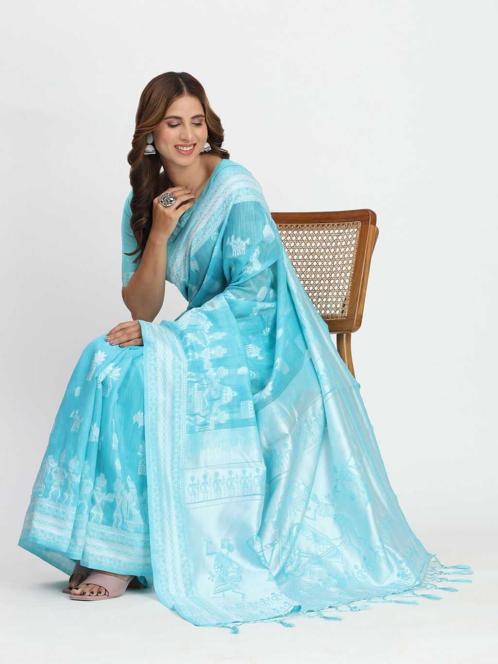 Grey Linen Cotton Saree with Matching Blouse Piece