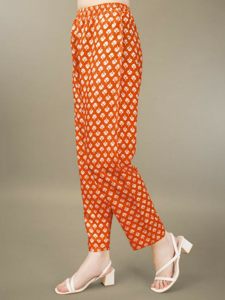 Women's Orange Rayon Straight Kurta Set with Embroidery & Dupatta