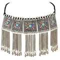 A beautiful multi-color oxidized silver statement necklace for women displayed against a neutral background.