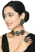 A beautiful grey stone choker with a gold-polished brass finish for girls and toddlers.