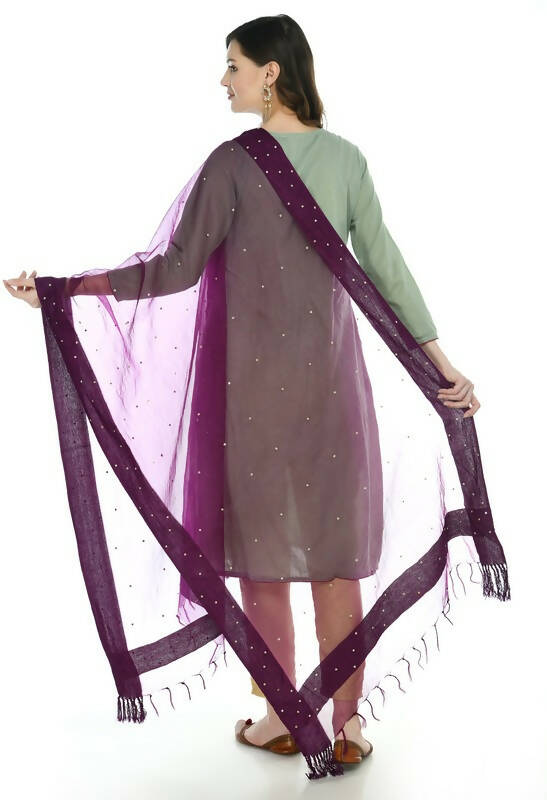 Purple Organza Stone Work Dupatta