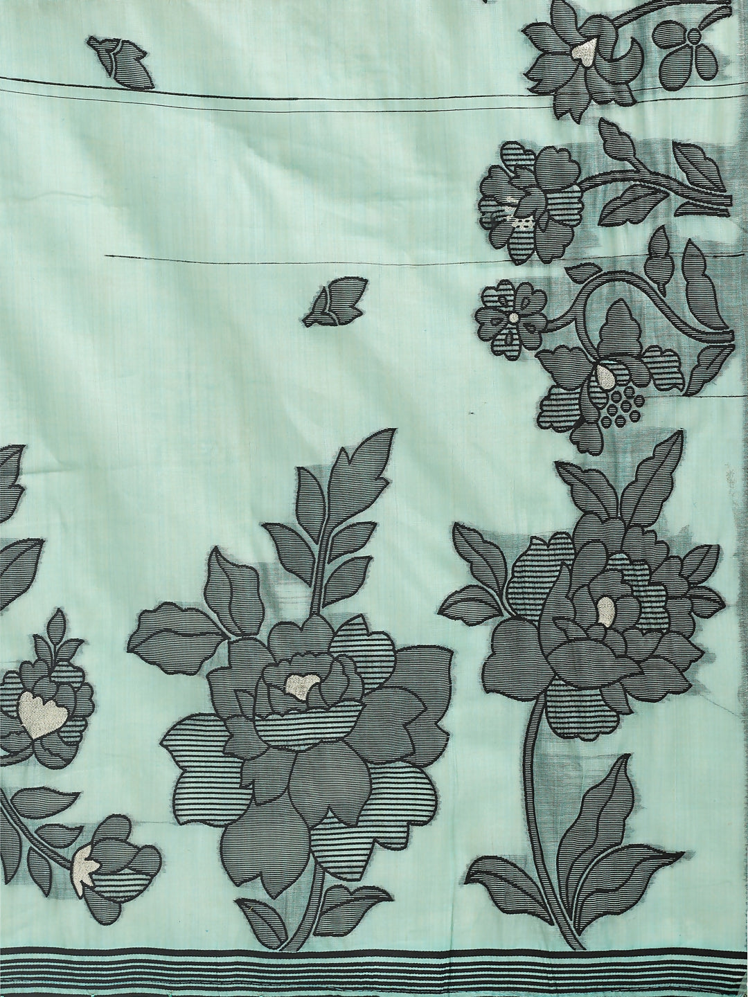Rama Green Linen Cotton Saree with Matching Blouse
