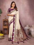 Classic Cream Silk Saree with traditional weaving patterns