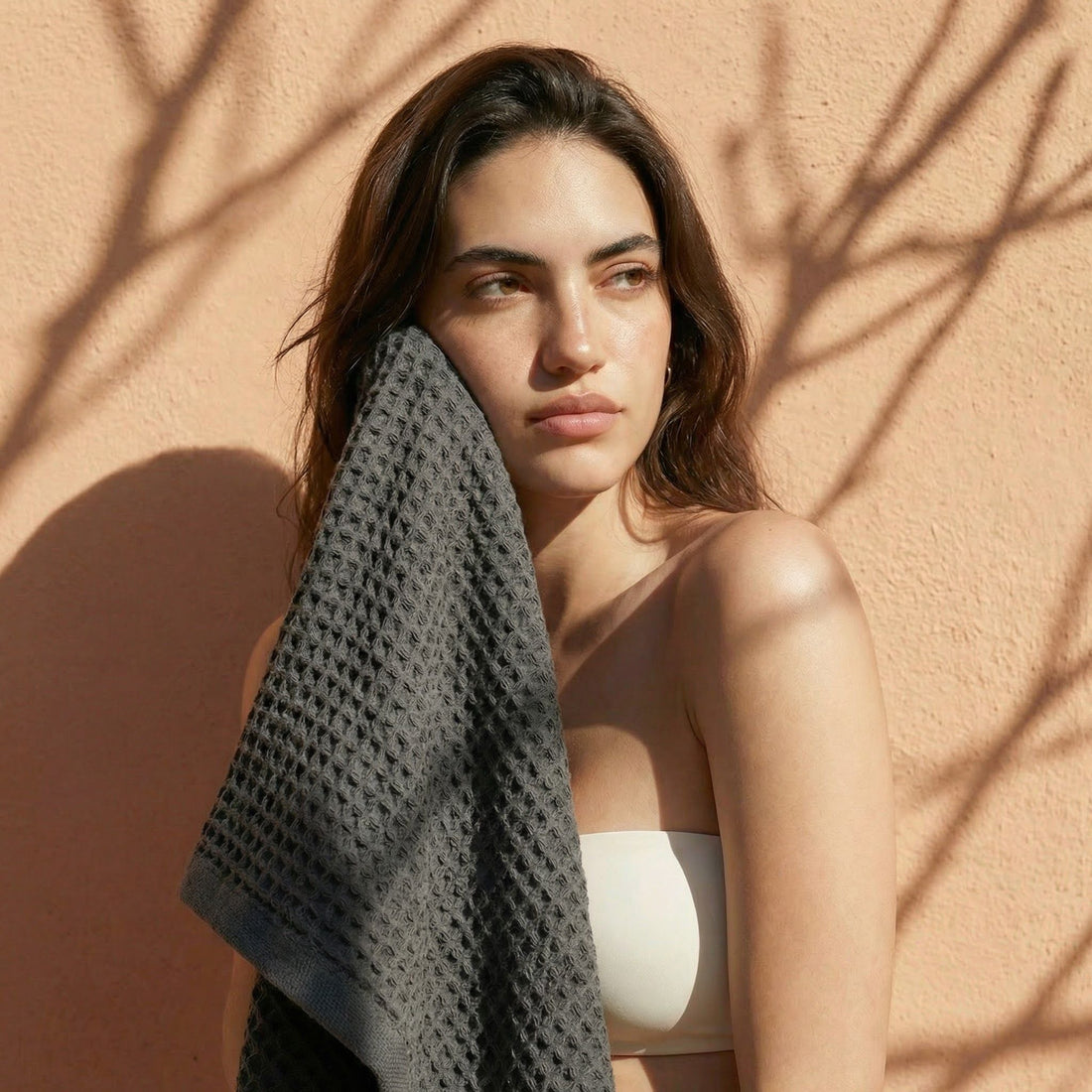 Sedona White Cotton Waffle Weave Bath Towel