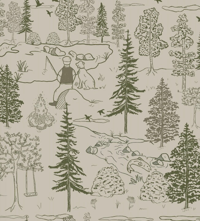 Milton Rustic Lodge-Style Wallpaper Outdoor-Inspired Floral