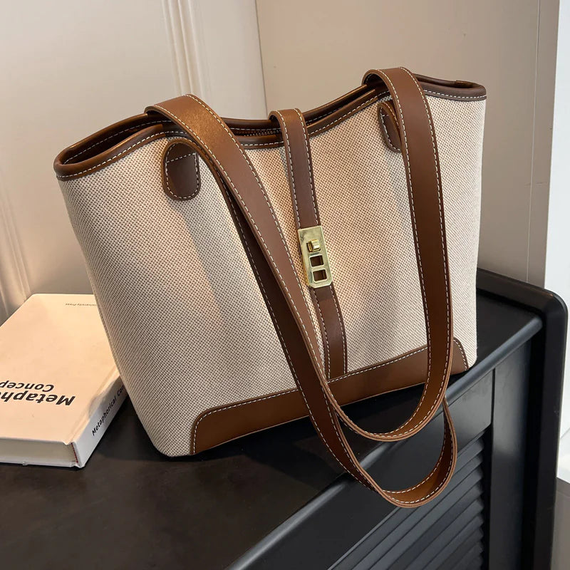 Large Capacity Retro Canvas Tote Bag for Women