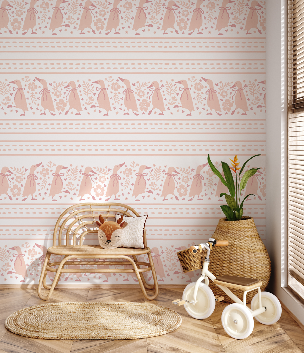 Gabby Whimsical Scandi-Nursery Wallpaper in Beige and Green