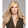 Game Changer mono top human hair topper in blonde multi-tonal shade, showcasing natural volume and style.