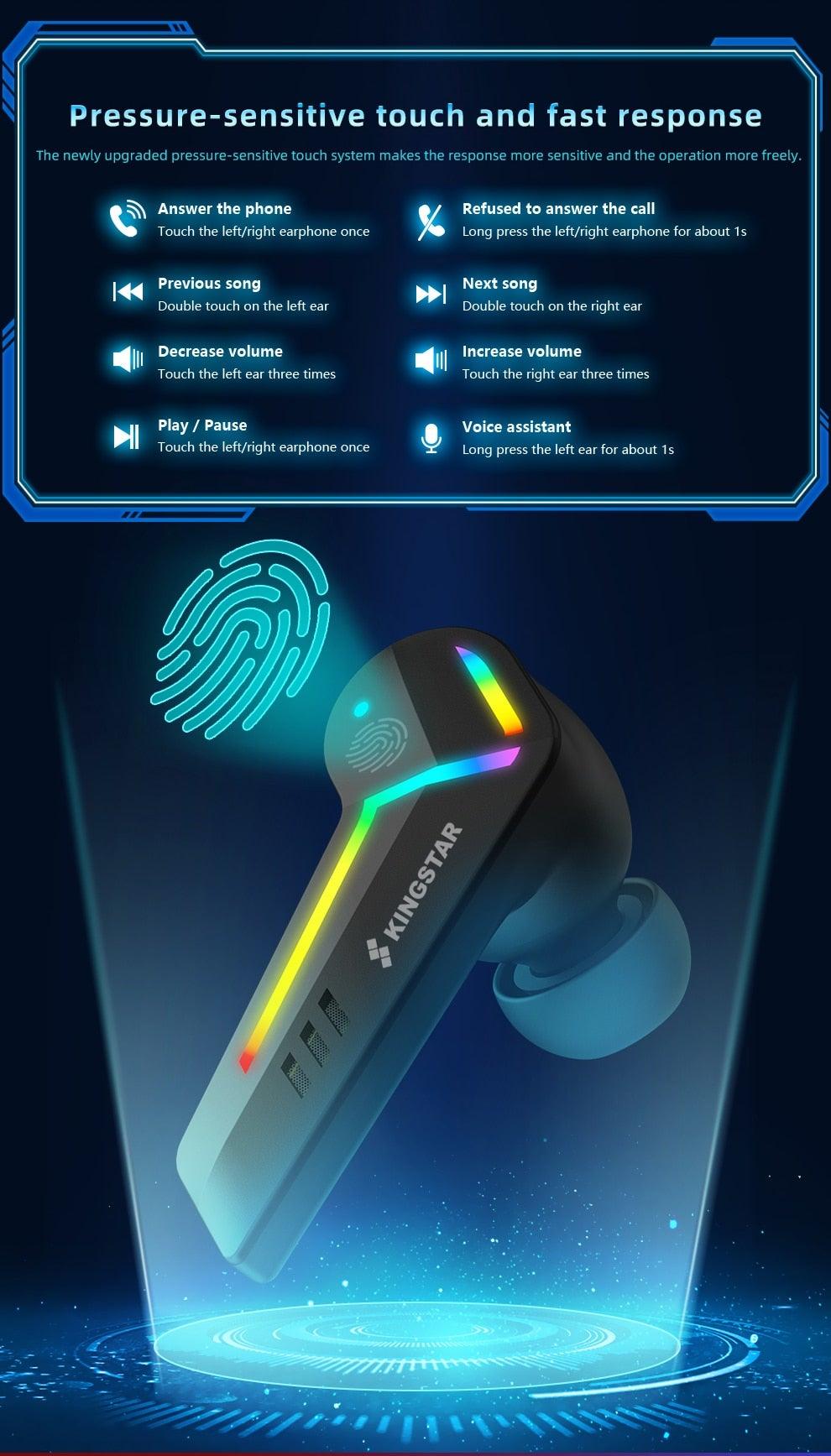 Wireless Gaming Earbuds with Microphone, Low Latency Sports Headset