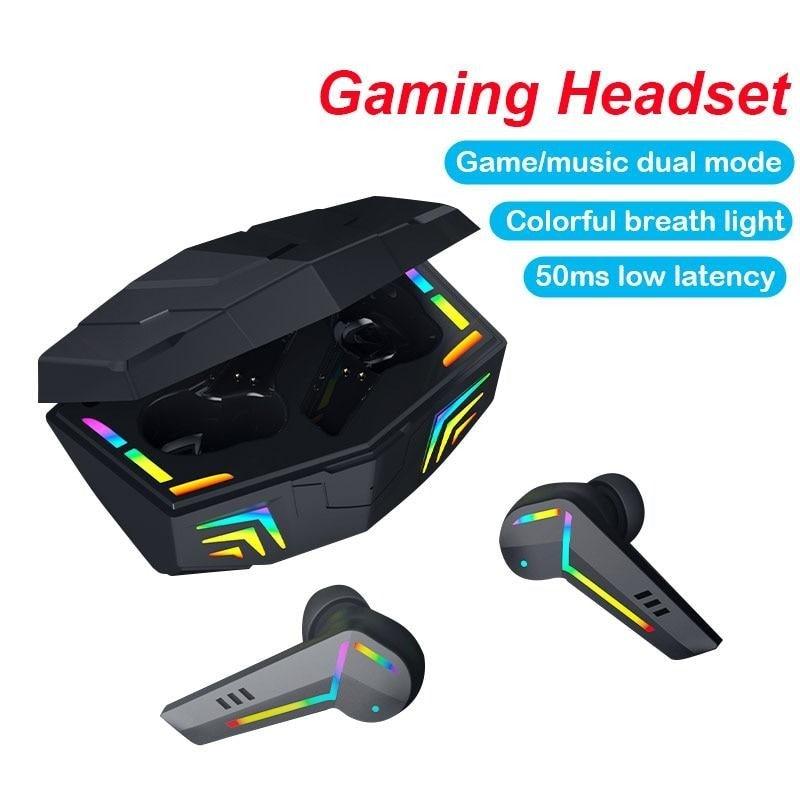 Stevvex wireless gaming earbuds with portable charging case and lanyard