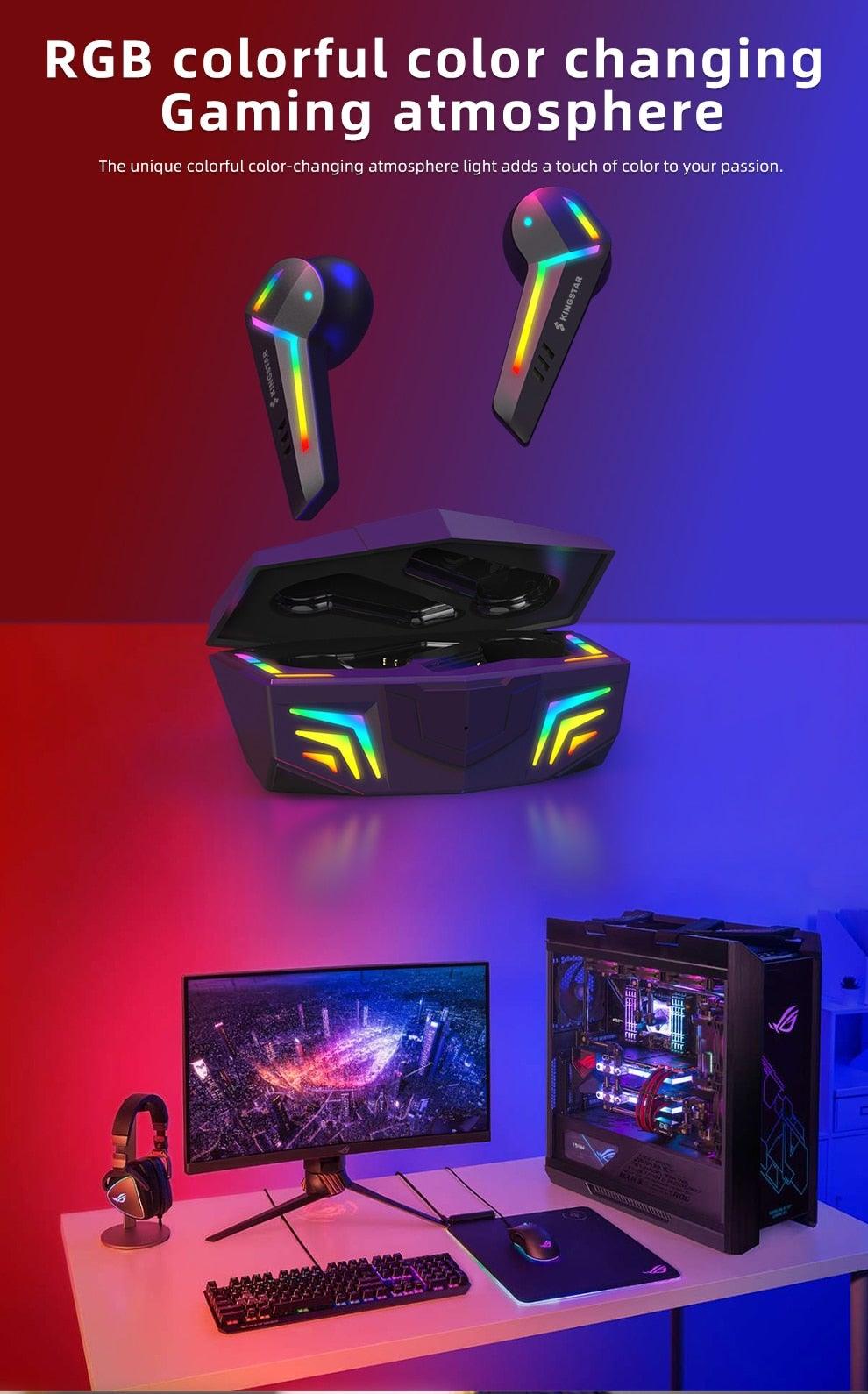 Wireless Gaming Earbuds with Microphone, Low Latency Sports Headset