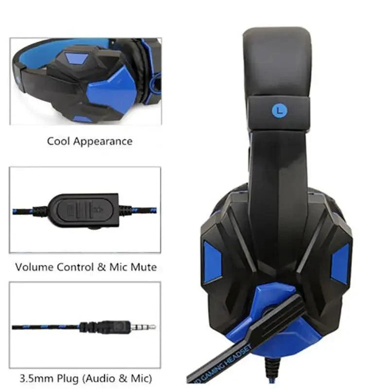 Red Black Wired Gaming Headset with Mic and LED Surround Sound