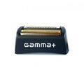 Close up of GAMMA+ Boosted Shaver gold titanium replacement foil head for professional grooming.