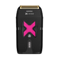 GAMMA+ XCEED Professional Foil Shaver in matte black with gold head and neon accents on a clean surface