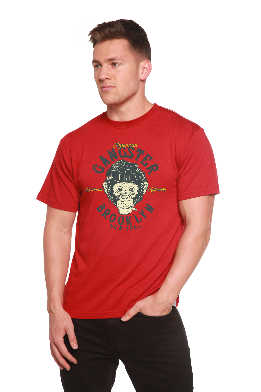 Gangster Brooklyn Men's Bamboo Viscose/Organic Cotton Short Sleeve Graphic T-Shirt