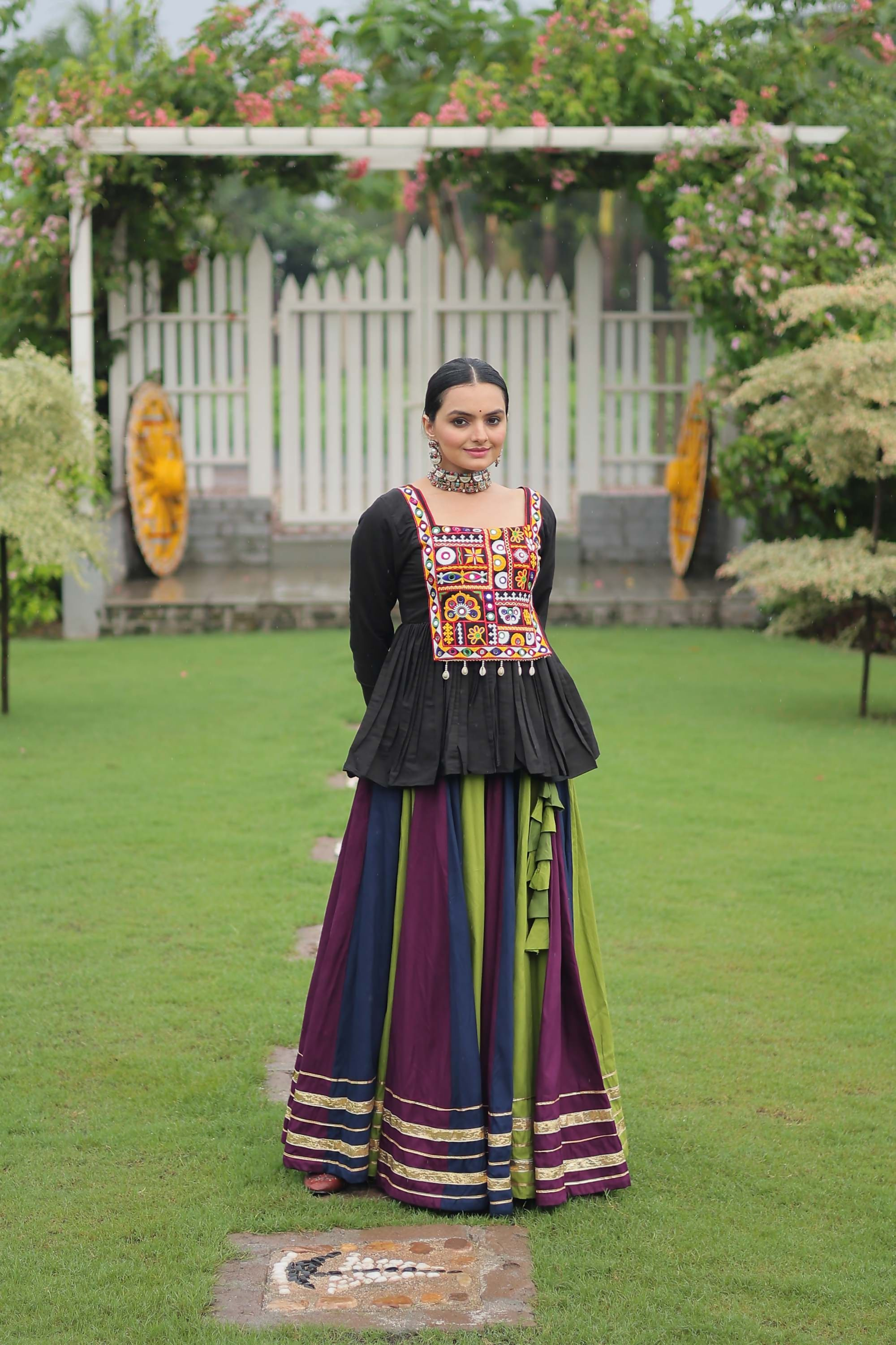 Multicolor Rayon Gota-Patti Lace Lehenga Choli Ethnic Set