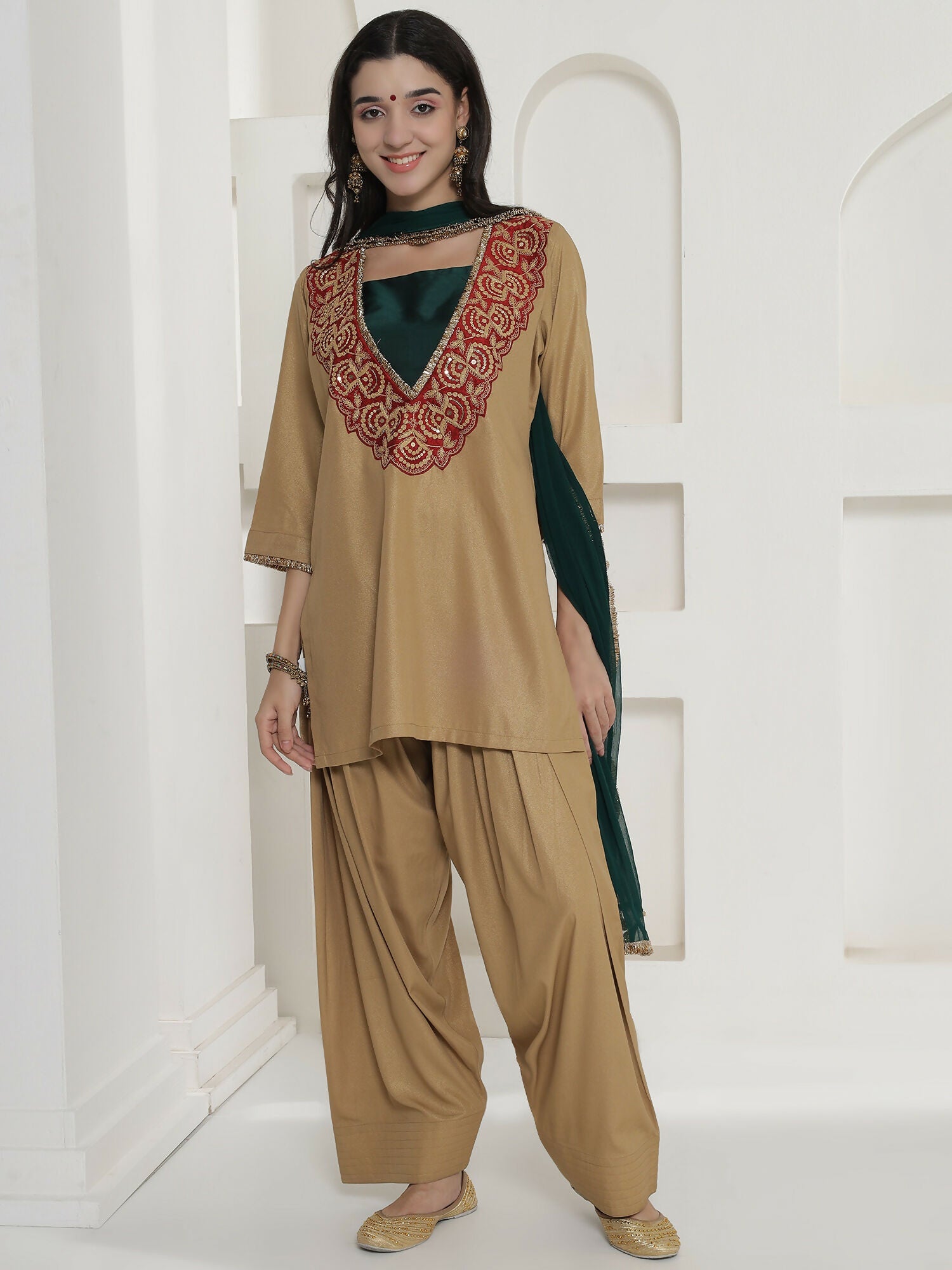 Joban Fashion Golden Farshi Salwaar Suit Set
