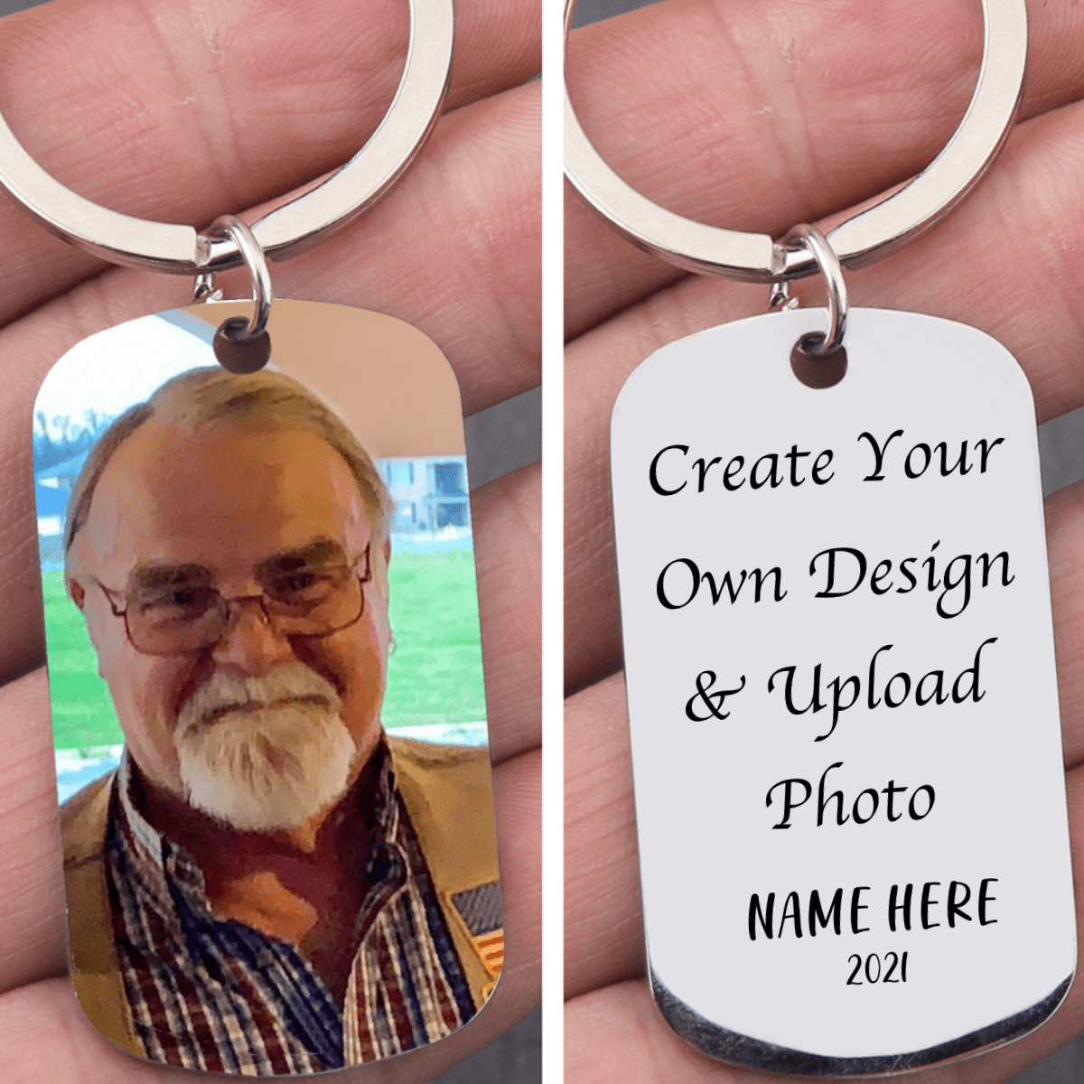 Custom Text Upload Photo Keychain