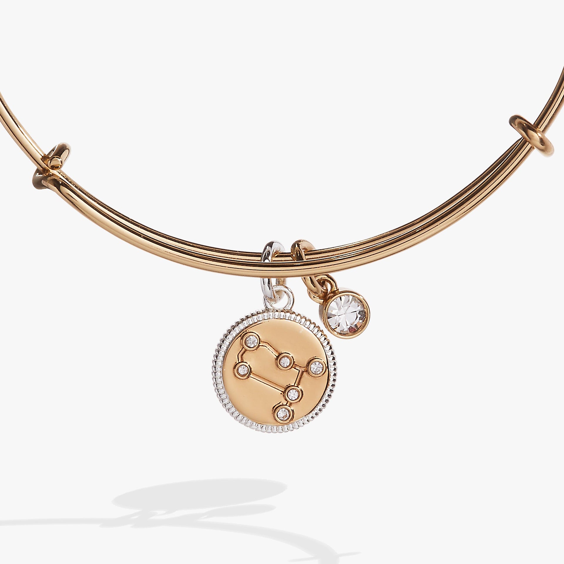 Gemini Zodiac Constellation Charm Bangle in Two-Tone Finish