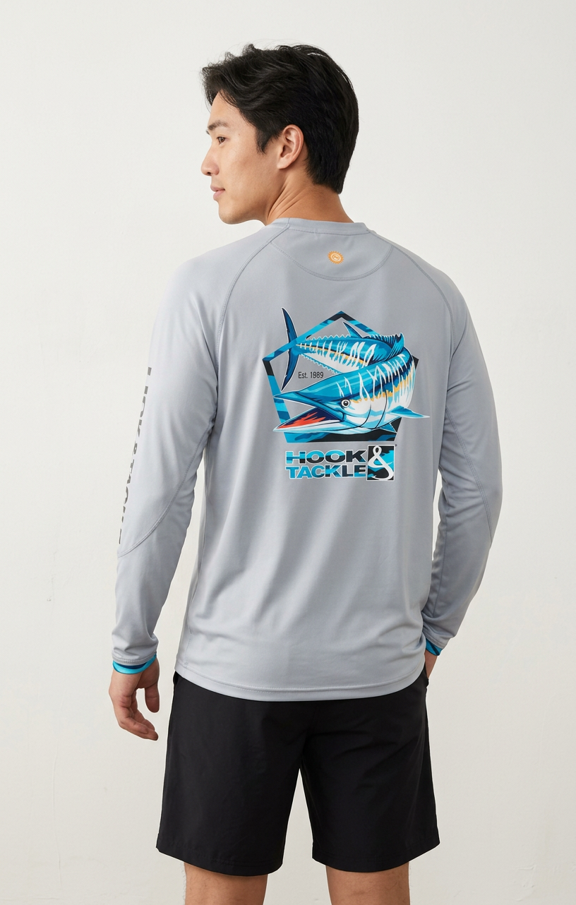 Wahoo Pentagon Long Sleeve UV Fishing Performance Shirt - Image 2