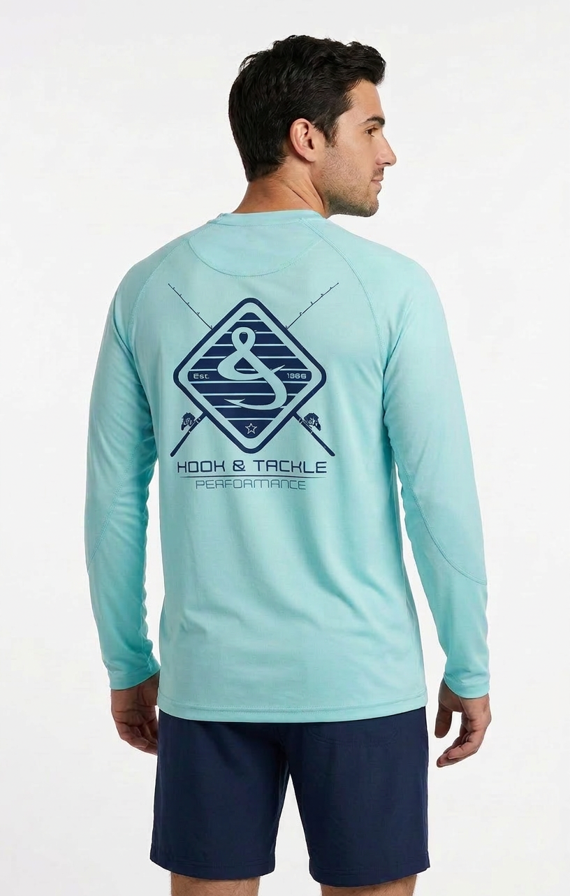 Men's Rods and Hook Long Sleeve UV Protection Fishing Shirt