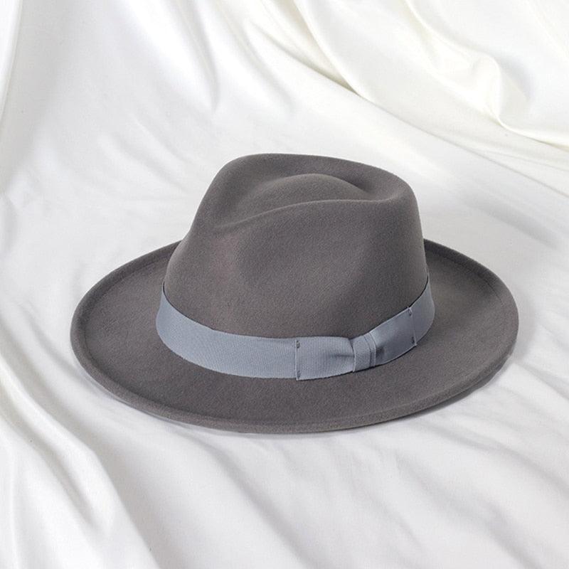 Men's Classic Wide Brim Felt Fedora Jazz Hat