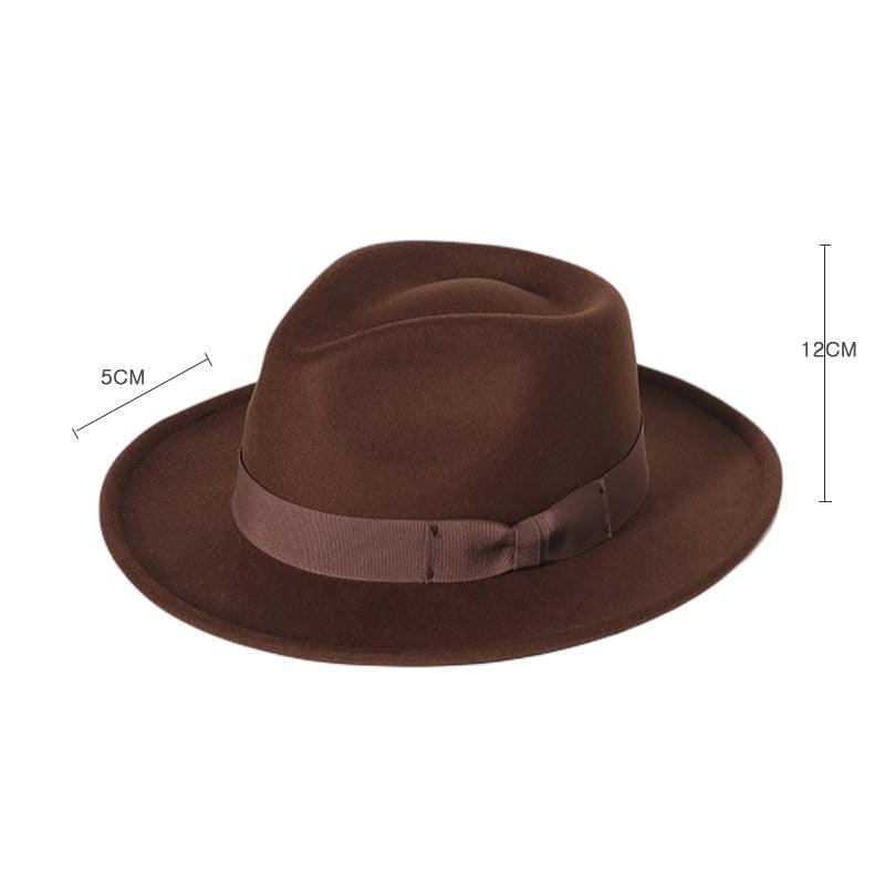 Men's Classic Wide Brim Felt Fedora Jazz Hat