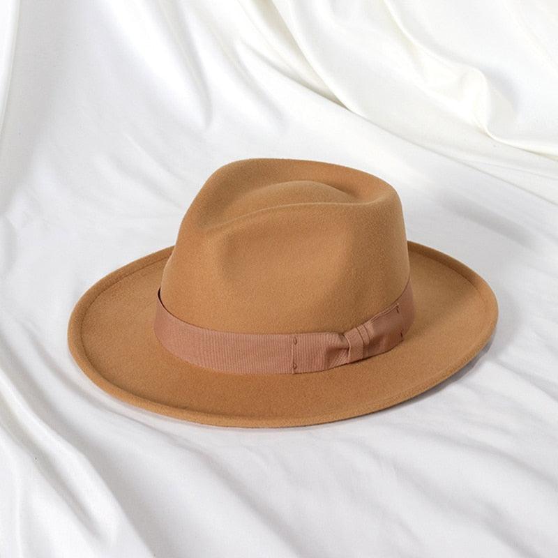 Men's Classic Wide Brim Felt Fedora Jazz Hat