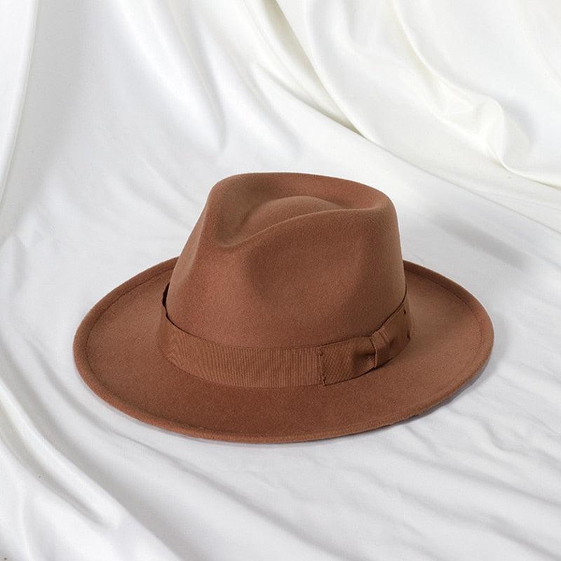 Men's Classic Wide Brim Felt Fedora Jazz Hat