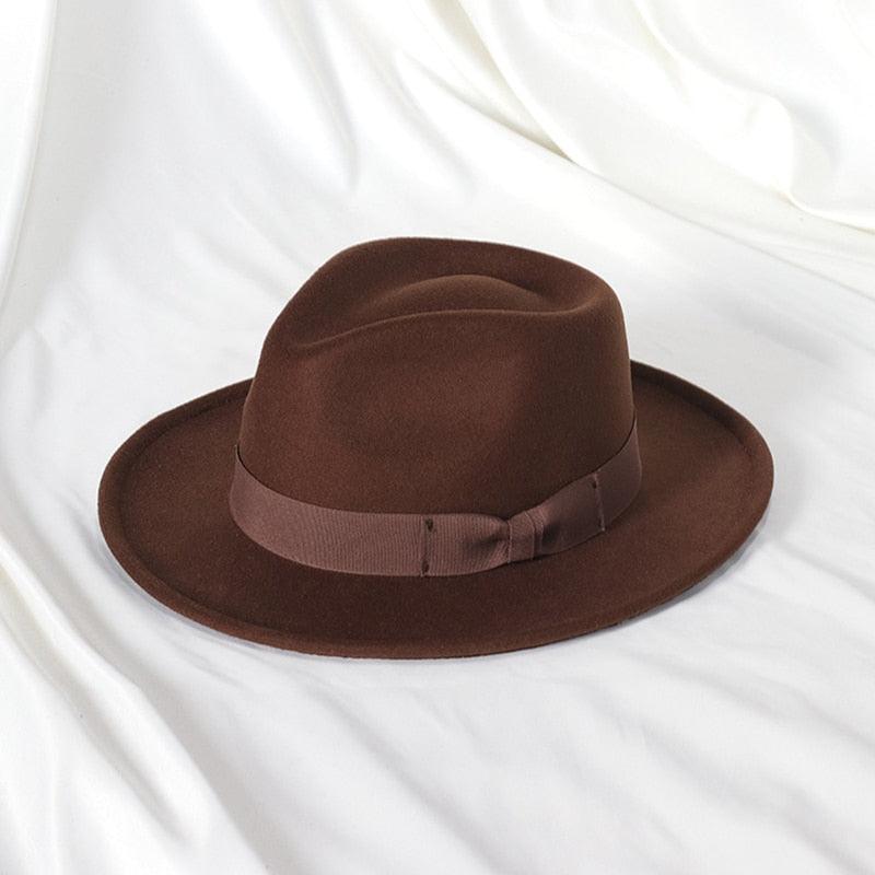 Men's Classic Wide Brim Felt Fedora Jazz Hat