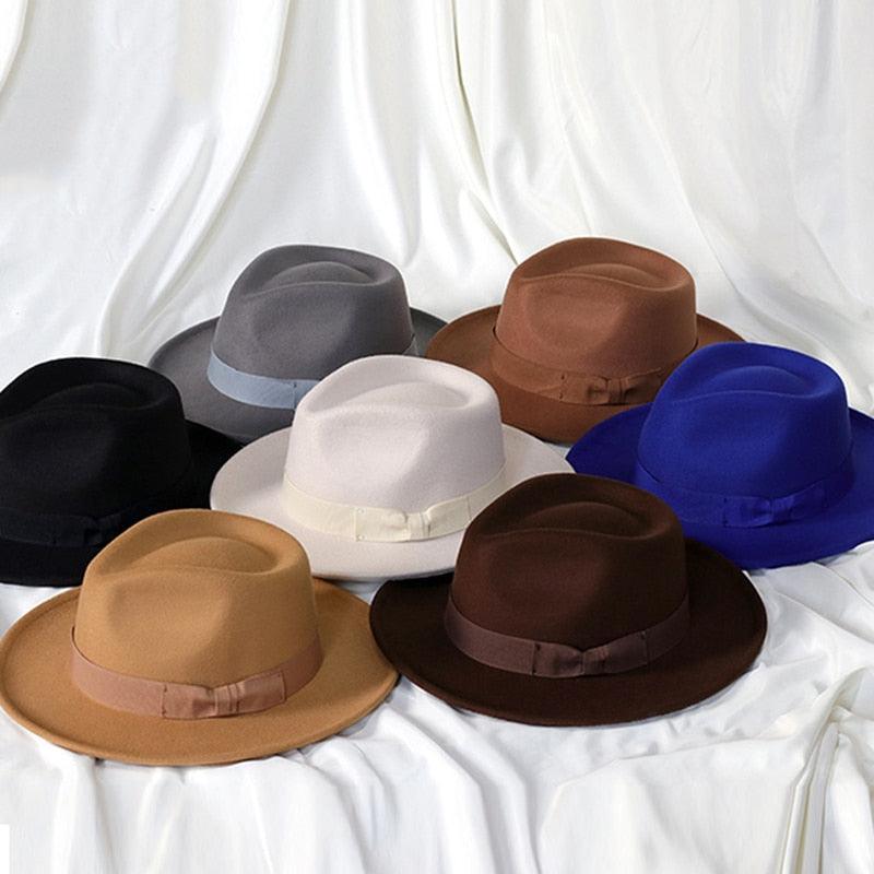 Men's Classic Wide Brim Felt Fedora Jazz Hat