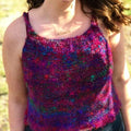 Close up of the Get It, Girl Crop Top knitting pattern finished garment
